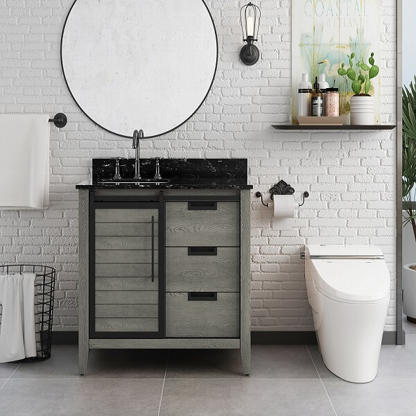 Haverhill 36" Single Sink Vanity - Weathered Oak